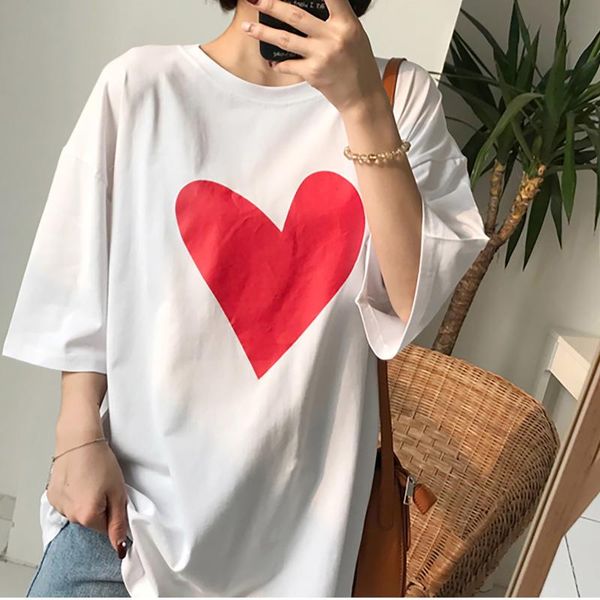 women's t-shirt fashion valentine heart printing o-neck short t-shirt loose femme harajuku casual mujer camisetas, White
women's t-shirt fashion valentine heart printing o-neck short t-shirt loose femme harajuku casual mujer camisetas, White