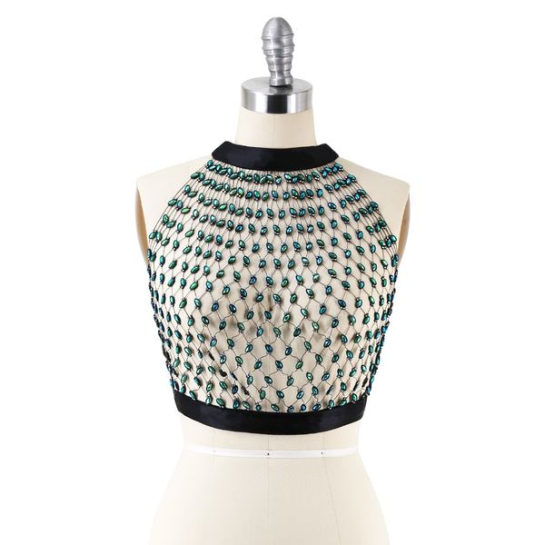 2021 halter bright green zircons crystals bathed upper black female mesh around the neck harvest a size daily nightclub camis nfdp, White
2021 halter bright green zircons crystals bathed upper black female mesh around the neck harvest a size daily nightclub camis nfdp, White