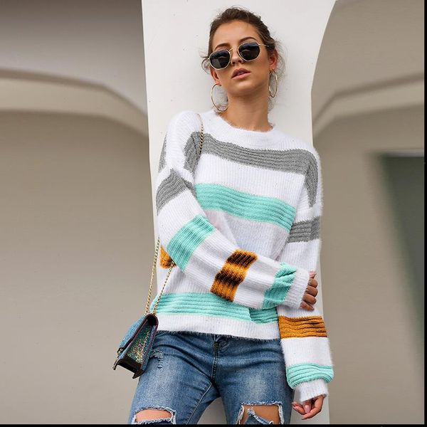 women knitted sweater pullover splice color block raglan long sleeves o neck knitting loose casual sweater jumper streetwear, White;black
women knitted sweater pullover splice color block raglan long sleeves o neck knitting loose casual sweater jumper streetwear, White;black