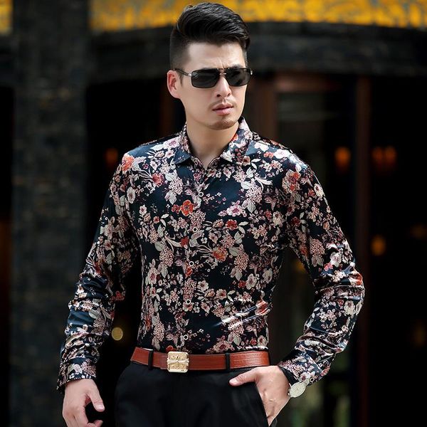 vintage small flower velvet shirt men fashion long sleeve slim fit men shirt autumn luxury party club camisa chemise, White;black
vintage small flower velvet shirt men fashion long sleeve slim fit men shirt autumn luxury party club camisa chemise, White;black