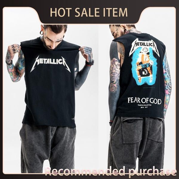 vest street tide fear retro popular vest fog fear god god sleeveless designer t-shirt baggy wash of rock of logo men's t-shirt ddksi, Black 
vest street tide fear retro popular vest fog fear god god sleeveless designer t-shirt baggy wash of rock of logo men's t-shirt ddksi, Black