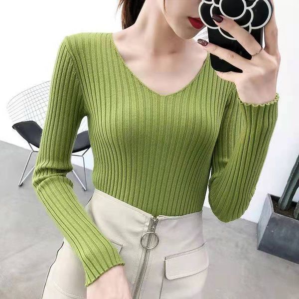 spring autumn sweater women casual slim v-neck bottoming sweaters solid color winter basic wild long sleeve pullover top, White
spring autumn sweater women casual slim v-neck bottoming sweaters solid color winter basic wild long sleeve pullover top, White