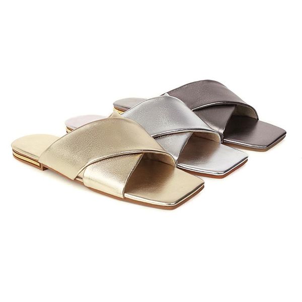 slippers 2021 ladies summer outside modern for women flat synthetic leather square peep toe cross golden fashion, Black
slippers 2021 ladies summer outside modern for women flat synthetic leather square peep toe cross golden fashion, Black
