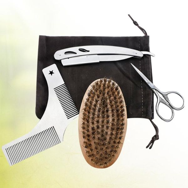 hair scissors 4pcs beard trimming set stainless steel razor mustache comb and brush grooming kit (with cloth bag)
hair scissors 4pcs beard trimming set stainless steel razor mustache comb and brush grooming kit (with cloth bag)