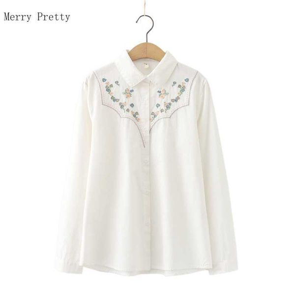 white single breasted casual cotton shirt women summer floral embroidery long sleeve vintage blouse korean ladeis basic 210526
white single breasted casual cotton shirt women summer floral embroidery long sleeve vintage blouse korean ladeis basic 210526