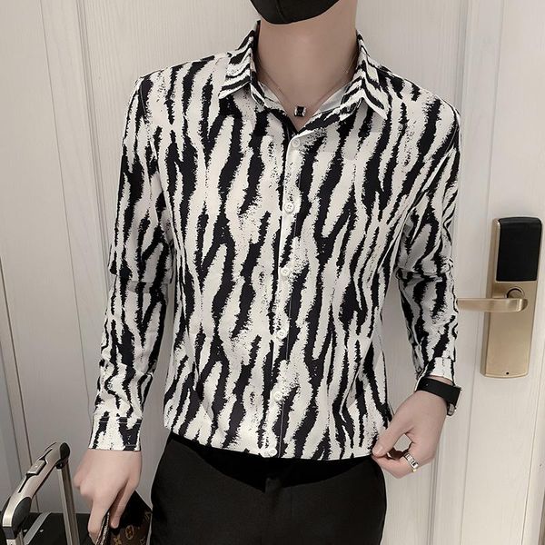 men's casual shirts autumn fashion zebra pattern print white shirt men clothing 2021 simple slim fit long sleeve blouse homme streetwea, White;black
men's casual shirts autumn fashion zebra pattern print white shirt men clothing 2021 simple slim fit long sleeve blouse homme streetwea, White;black