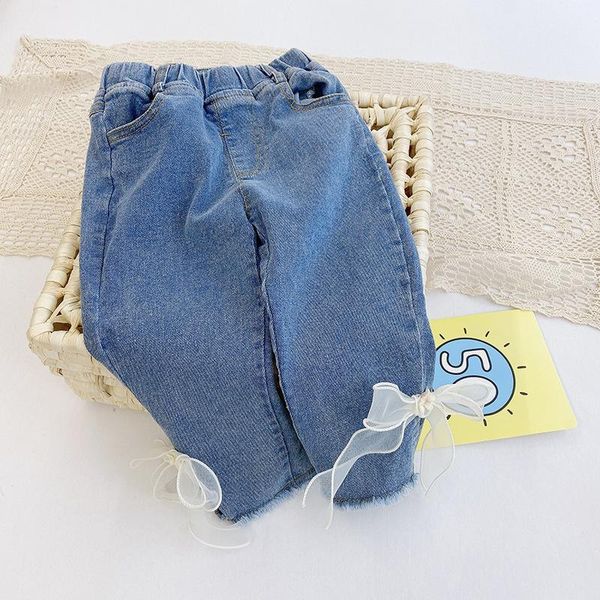 jeans 2021 spring baby girl elastic casual korean style children bow solid color slim denim pants, Blue
jeans 2021 spring baby girl elastic casual korean style children bow solid color slim denim pants, Blue