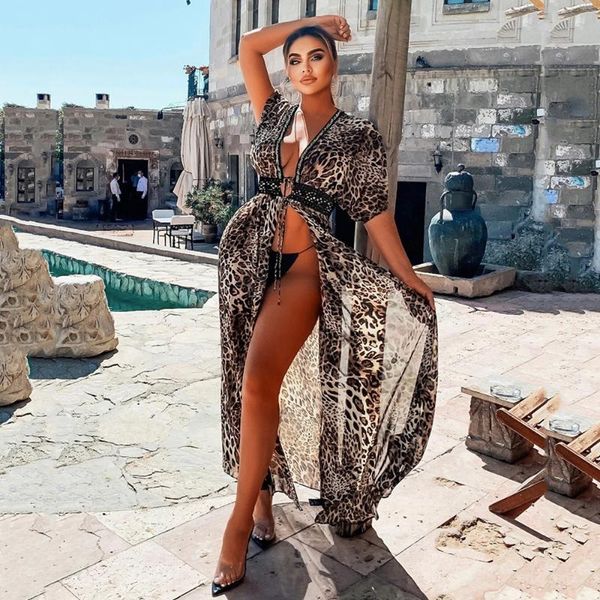 women's swimwear 2021 boho leopard printed chiffon bikini cover-ups plus size beach wear kimono dress women summer swimsuit cover up, White;black
women's swimwear 2021 boho leopard printed chiffon bikini cover-ups plus size beach wear kimono dress women summer swimsuit cover up, White;black