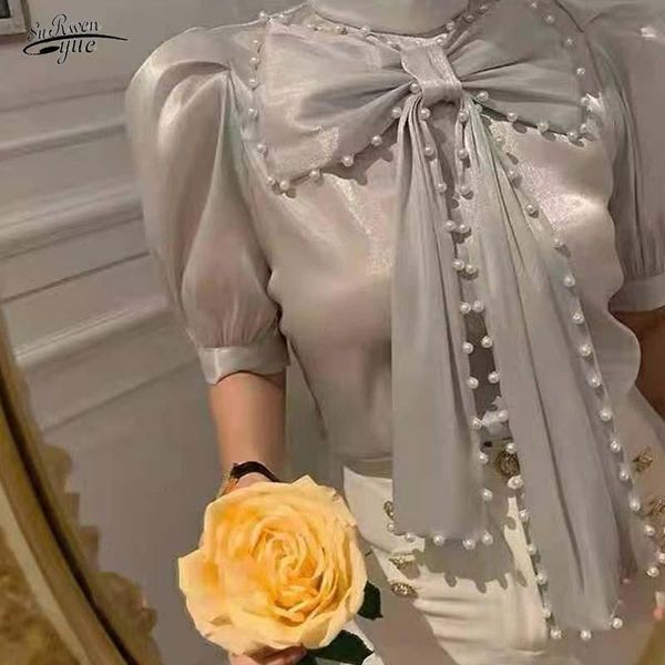women's blouses & shirts blouse short-sleeved slim style 2021 elegant summer chiffon shirt french bow beading 15698, White
women's blouses & shirts blouse short-sleeved slim style 2021 elegant summer chiffon shirt french bow beading 15698, White