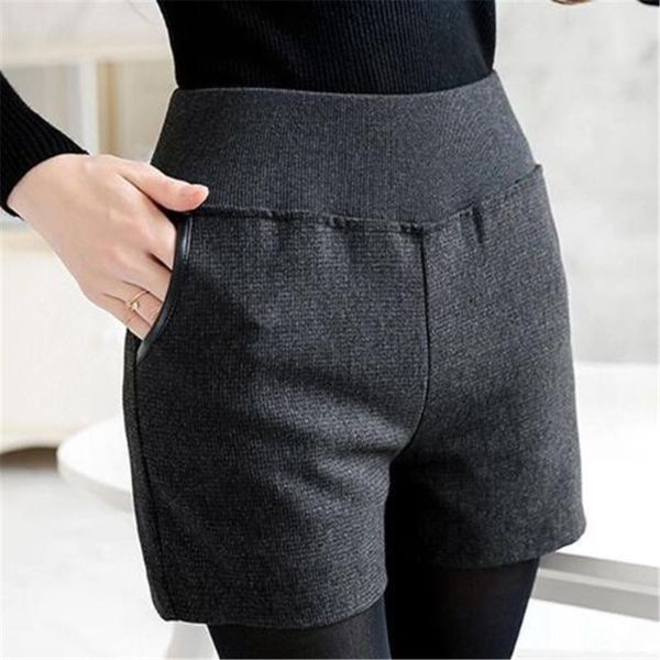 women's shorts lady casual pocket winter oversized solid woman plus size spring autumn high elastic waist straight thick slim short, White;black
women's shorts lady casual pocket winter oversized solid woman plus size spring autumn high elastic waist straight thick slim short, White;black