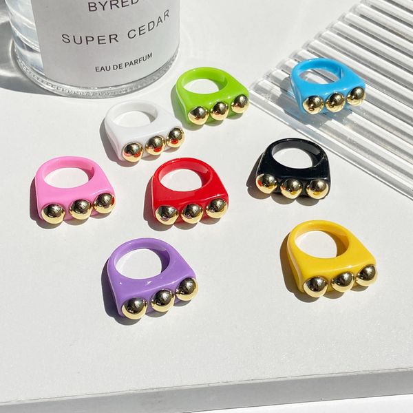 53412 resin square geometric ring and summer color candy gold personalized joint ring, Silver
53412 resin square geometric ring and summer color candy gold personalized joint ring, Silver