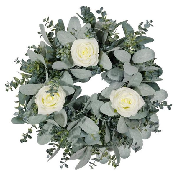 decorative flowers & wreaths artificial spring wreath white rose floral for front door wall window wedding arch party home decor 
decorative flowers & wreaths artificial spring wreath white rose floral for front door wall window wedding arch party home decor