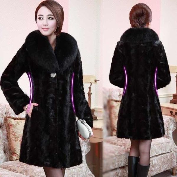 women's fur & faux winter women long sleeves natural mink jacket coats female covered button v-neck medium collar outwears z36, Black
women's fur & faux winter women long sleeves natural mink jacket coats female covered button v-neck medium collar outwears z36, Black