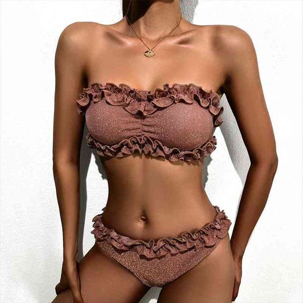 bandeau bikini women swimwear summer ruffle bathing suit high waist biquini shiny swimsuit female beachwear push up, White;black
bandeau bikini women swimwear summer ruffle bathing suit high waist biquini shiny swimsuit female beachwear push up, White;black