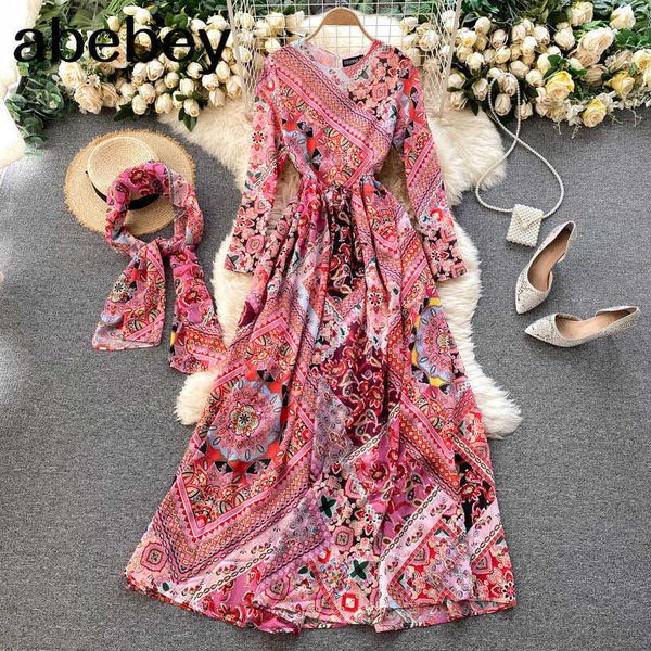 chiffon print maxi dress women french retro o neck long sleeve a-line dress autumn boho holiday long dress+silk scarf 210715, Black;gray
chiffon print maxi dress women french retro o neck long sleeve a-line dress autumn boho holiday long dress+silk scarf 210715, Black;gray