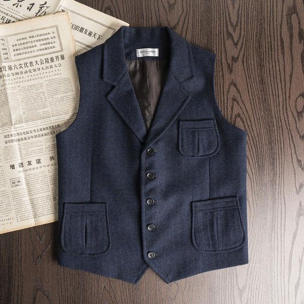 men's vests suit vest dark brown herringbone tweed business waistcoat lapel collar men clothing for grooms wedding dress 2021, Black;white 
men's vests suit vest dark brown herringbone tweed business waistcoat lapel collar men clothing for grooms wedding dress 2021, Black;white