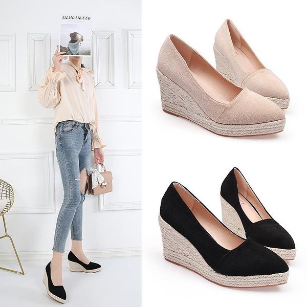 dress shoes women's espadrille wedge single 2021 spring summer ladies pointed shallow mouth heeled retro women pumps plus size, Black
dress shoes women's espadrille wedge single 2021 spring summer ladies pointed shallow mouth heeled retro women pumps plus size, Black