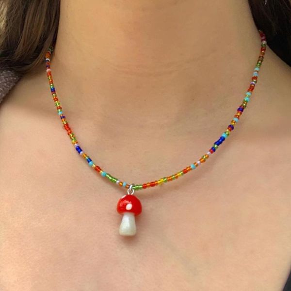 chokers bohemian red mushroom rainbow beaded necklace for women baroque pearl chain cute plant pendant girls children gift, Golden;silver
chokers bohemian red mushroom rainbow beaded necklace for women baroque pearl chain cute plant pendant girls children gift, Golden;silver