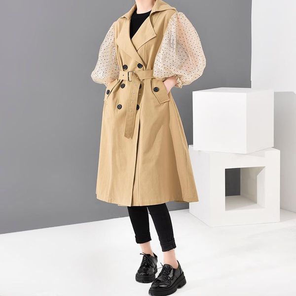 women's trench coats lanmrem 2021 kahki color lantern polka dots mesh sleeves turn-down collar double breasted knee length jh394, Tan;black
women's trench coats lanmrem 2021 kahki color lantern polka dots mesh sleeves turn-down collar double breasted knee length jh394, Tan;black