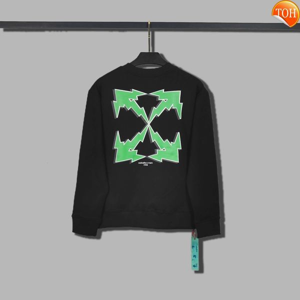 off style white back green multi angle arrstyle men's and women's round neck sweater, Black
off style white back green multi angle arrstyle men's and women's round neck sweater, Black