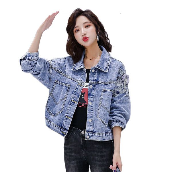 2021 new autumn women embroidery flowers pearl bead short denim coat woman long sleeve jean jacket causal fashion clothes y2 bwh2, Black;brown
2021 new autumn women embroidery flowers pearl bead short denim coat woman long sleeve jean jacket causal fashion clothes y2 bwh2, Black;brown