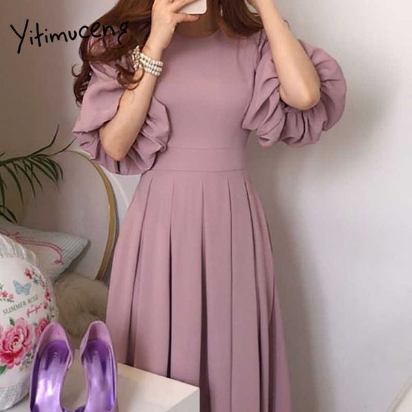 yitimuceng long dresses for women summer korean fashion evening midi dress short lantern sleeve elegant pleated sundress 210601, Black;gray
yitimuceng long dresses for women summer korean fashion evening midi dress short lantern sleeve elegant pleated sundress 210601, Black;gray