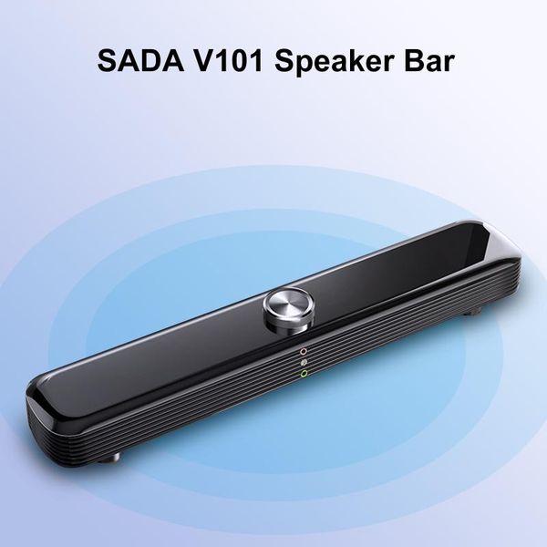 sada v101 3.5mm wired computer speakers 3d stereo dual bass sound bar usb powered for pc tv smart phone tablets desklaptop 
sada v101 3.5mm wired computer speakers 3d stereo dual bass sound bar usb powered for pc tv smart phone tablets desklaptop