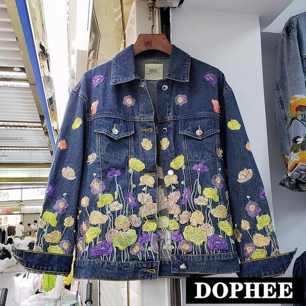 women's jackets 2021 spring retro flowers embroidery jeans coat fashion denim jacket female cowboy coats outwear, Black;brown
women's jackets 2021 spring retro flowers embroidery jeans coat fashion denim jacket female cowboy coats outwear, Black;brown