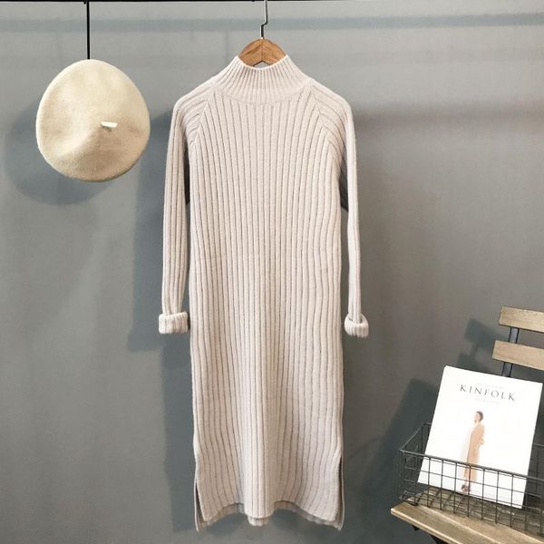 casual dresses beige grey black women half turtleneck long sleeve cashmere solid dress 2021 warm winter korean sweater pullovers, Black;gray
casual dresses beige grey black women half turtleneck long sleeve cashmere solid dress 2021 warm winter korean sweater pullovers, Black;gray