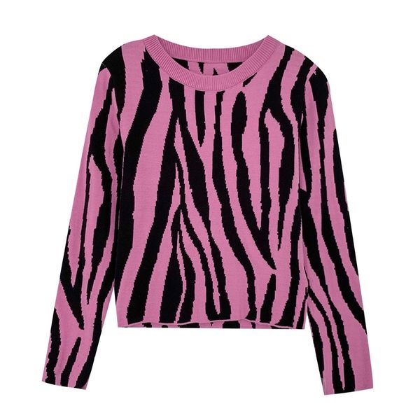 women vintage print cropped sweater fashion spring autumn long sleeve short pullover korean style leopard knit sweaters 210602, White;black
women vintage print cropped sweater fashion spring autumn long sleeve short pullover korean style leopard knit sweaters 210602, White;black