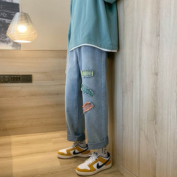 2021 ripped patch men's fashion retro casual wide-leg jeans men streetwear hip-hop straight denim trousers mens 2a1f, Blue
2021 ripped patch men's fashion retro casual wide-leg jeans men streetwear hip-hop straight denim trousers mens 2a1f, Blue