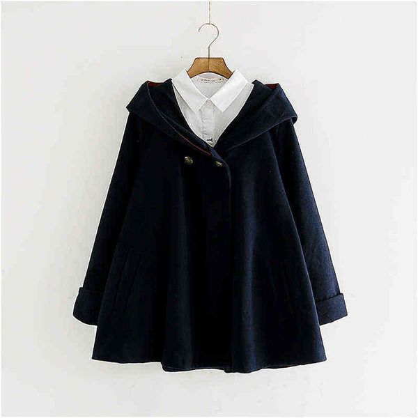 mori women's department high school students at the beginning of autumn and winter 2021 college style loose cloak hooded woolen coat, Black
mori women's department high school students at the beginning of autumn and winter 2021 college style loose cloak hooded woolen coat, Black