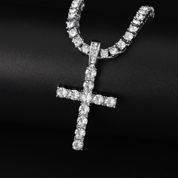 pendant necklaces men women hip hop cross necklace with 4mm zircon tennis chain iced out bling hiphop jewelry fashion gift a++, Silver
pendant necklaces men women hip hop cross necklace with 4mm zircon tennis chain iced out bling hiphop jewelry fashion gift a++, Silver