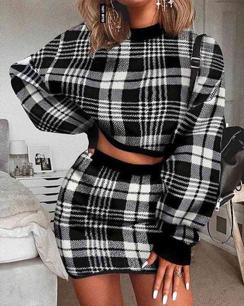 plaid knitted two-piece suit autumn dress women elegant winter sweater dress female fashion party short, White
plaid knitted two-piece suit autumn dress women elegant winter sweater dress female fashion party short, White