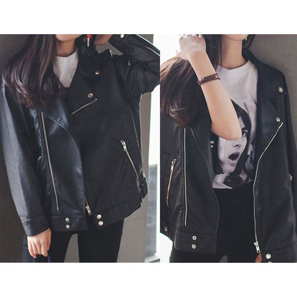 2021 new arrival women autumn winter leather jacket oversized boyfriend korean style female faux coat outwear black bike jacket, Black;brown
2021 new arrival women autumn winter leather jacket oversized boyfriend korean style female faux coat outwear black bike jacket, Black;brown