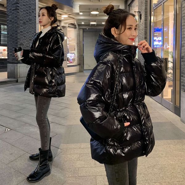 bright face down women's korean loose winter cotton padded 2020 new bread short hooded jacket, Black
bright face down women's korean loose winter cotton padded 2020 new bread short hooded jacket, Black