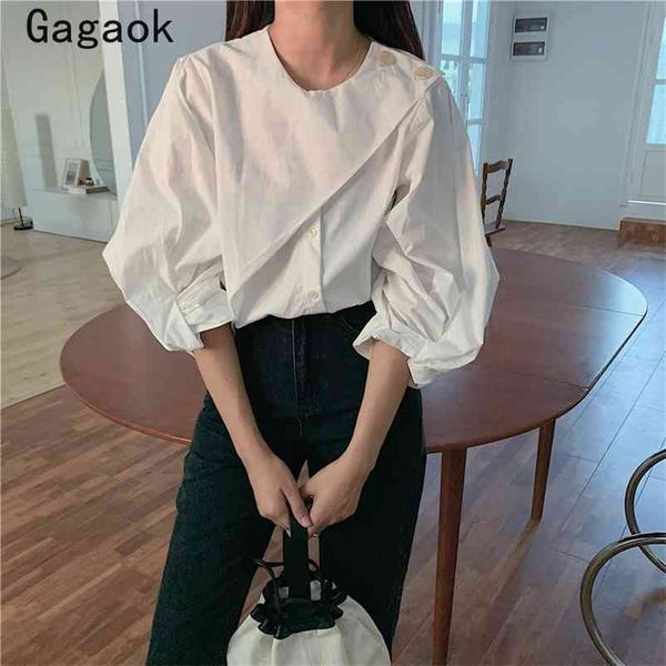 korean women streetwear shirt spring autumn solid turn-down collar puff sleeve button loose chic and blouse 210531, White
korean women streetwear shirt spring autumn solid turn-down collar puff sleeve button loose chic and blouse 210531, White