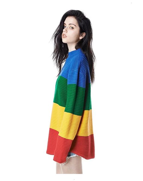 new raiow 2021 loose women streetwear clothes spring autumn knitted jumper pull femme long sweater un5o, White;black
new raiow 2021 loose women streetwear clothes spring autumn knitted jumper pull femme long sweater un5o, White;black