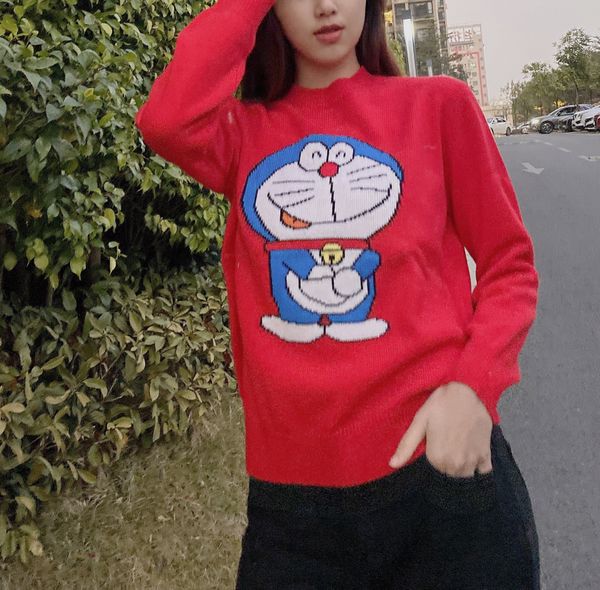820 2021 spring brand same style regular long sleeve crew neck kint sweater pullover red women clothes hongren, White;black
820 2021 spring brand same style regular long sleeve crew neck kint sweater pullover red women clothes hongren, White;black