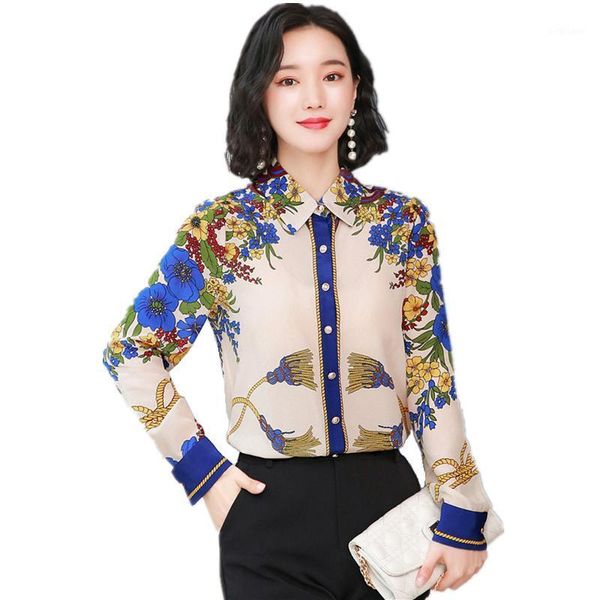 women's blouses & shirts 2021 spring autumn women plus size long sleeve blouse vintage flowers print silk shirt casual, White
women's blouses & shirts 2021 spring autumn women plus size long sleeve blouse vintage flowers print silk shirt casual, White
