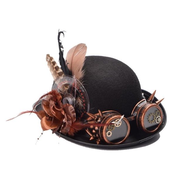 black bowler hat steampunk gear spike goggles gothic fedora party billycock groom copper hats
black bowler hat steampunk gear spike goggles gothic fedora party billycock groom copper hats