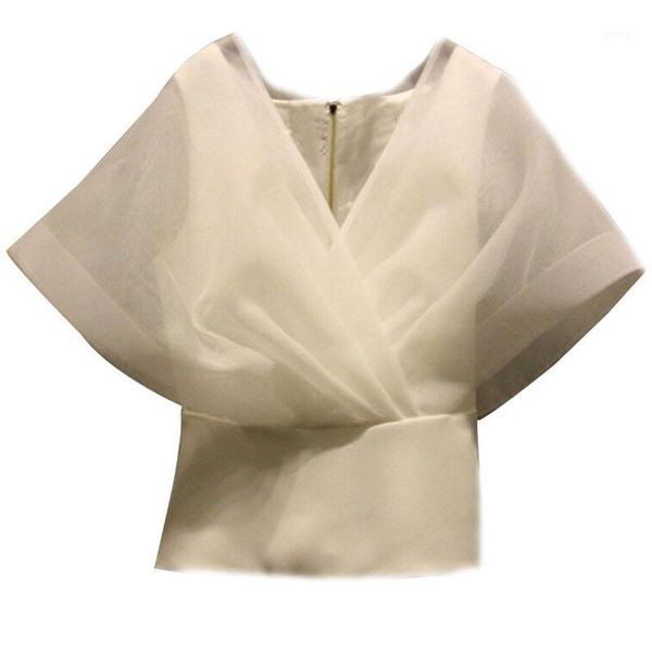 women's blouses & shirts 2021 summer solid color v-neck short-sleeved mesh shirt women fashion casual temperament blouse, White
women's blouses & shirts 2021 summer solid color v-neck short-sleeved mesh shirt women fashion casual temperament blouse, White
