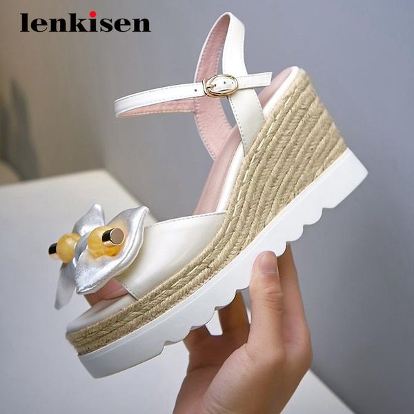 dress shoes lenkisen genuine leather straw peep toe thick bottom butterfly-knot pendant wedges buckle straps high heels summer sandals l60, Black
dress shoes lenkisen genuine leather straw peep toe thick bottom butterfly-knot pendant wedges buckle straps high heels summer sandals l60, Black