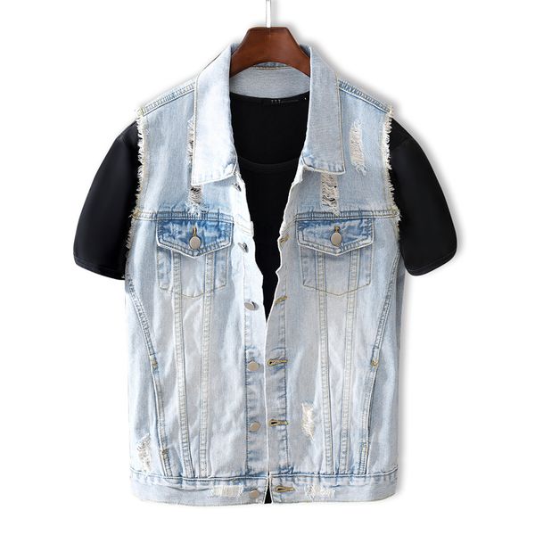 2021 new fashion streetwear light blue white washed destroyed ripped denim vest men coat sleeveless chaqueta hombre 17br, Black;white
2021 new fashion streetwear light blue white washed destroyed ripped denim vest men coat sleeveless chaqueta hombre 17br, Black;white