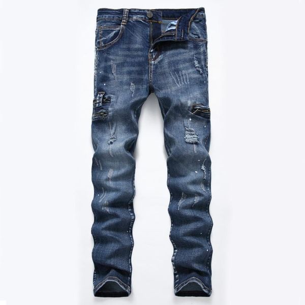men's jeans 2021 autumn spring streetwear hip hop punk stretch skateboard moto bike trendy holes straight denim trouers, Blue
men's jeans 2021 autumn spring streetwear hip hop punk stretch skateboard moto bike trendy holes straight denim trouers, Blue