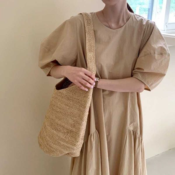 summer puff sleeve solid short o-neck ankle-length loose casual dresses for women 210615, Black;gray
summer puff sleeve solid short o-neck ankle-length loose casual dresses for women 210615, Black;gray