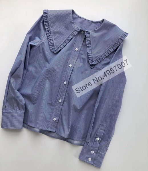 women's blouses & shirts women long sleeve doll collar embroidery contrast striped blouse shirt top, White
women's blouses & shirts women long sleeve doll collar embroidery contrast striped blouse shirt top, White