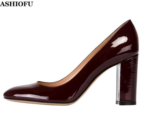 dress shoes ashiofu handmade ladies chunky heel pumps shinny patent leather party prom slip-on evening fashion pump, Black
dress shoes ashiofu handmade ladies chunky heel pumps shinny patent leather party prom slip-on evening fashion pump, Black