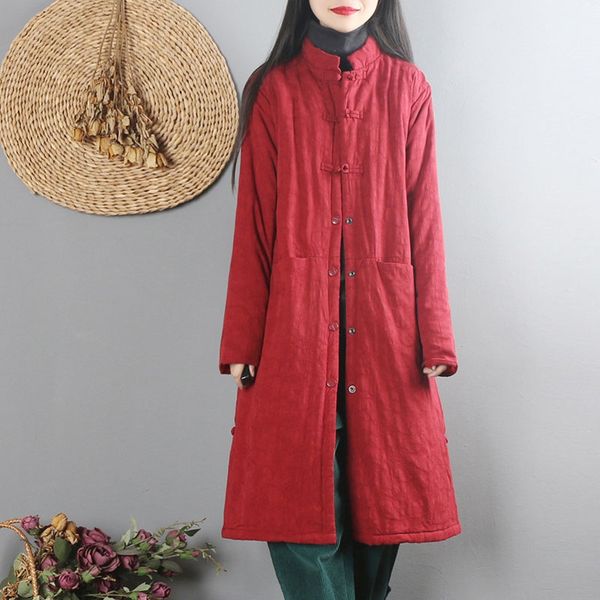 2021 chinese style trench coats winter windbreakers long jackets for women cotton robe vintage femme han chinese clothing 11877, Red
2021 chinese style trench coats winter windbreakers long jackets for women cotton robe vintage femme han chinese clothing 11877, Red