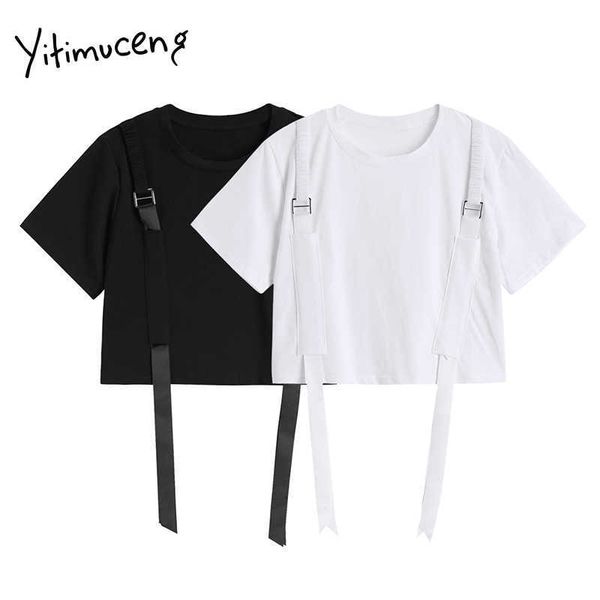 yitimuceng t shirts for woman casual tees o-neck straight solid white black clothes summer korean fashion tshirts 210601
yitimuceng t shirts for woman casual tees o-neck straight solid white black clothes summer korean fashion tshirts 210601